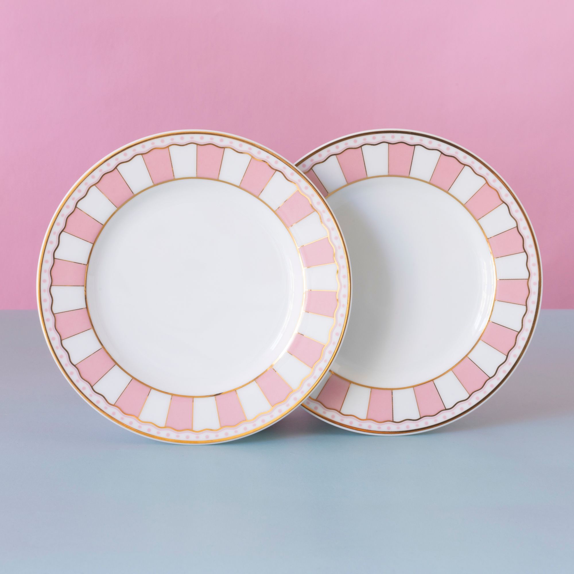 Bộ 02 đĩa tròn cỡ nhỏ 16,3cm (hồng pastel) sứ trắng | Noritake CRNIVL Pink M-249L - Q002N