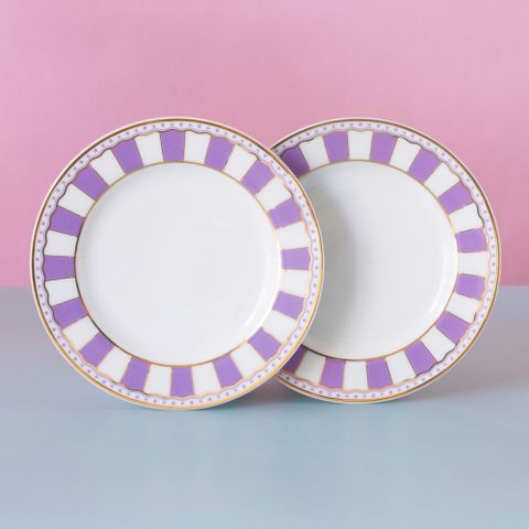  Bộ 02 đĩa tròn cỡ nhỏ 16,3cm (tím lavender) sứ trắng | Noritake CRNIVL Lavender M-248L - Q002N 