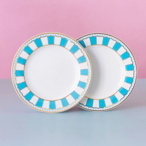  Bộ 02 đĩa tròn cỡ nhỏ 16,3cm (xanh dương pastel) sứ trắng | Noritake CRNIVL Light Blue M-253L - Q002N 