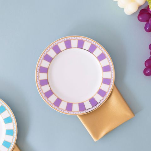  Bộ 02 đĩa tròn cỡ nhỏ 16,3cm (tím lavender) sứ trắng | Noritake CRNIVL Lavender M-248L - Q002N 