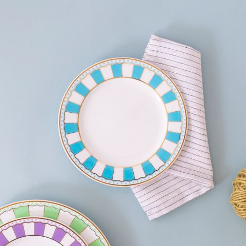  Bộ 02 đĩa tròn cỡ nhỏ 16,3cm (xanh dương pastel) sứ trắng | Noritake CRNIVL Light Blue M-253L - Q002N 