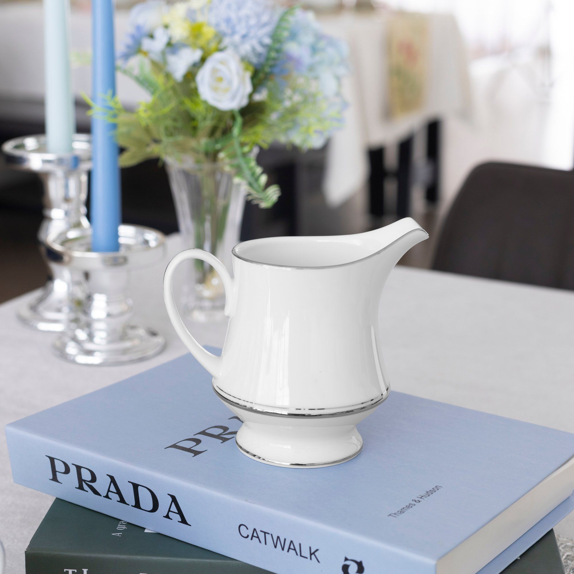 Bộ ấm chén uống trà (ấm 1.200ml, chén 230ml) 15 món sứ trắng | Noritake Galaxy L554L - T017A