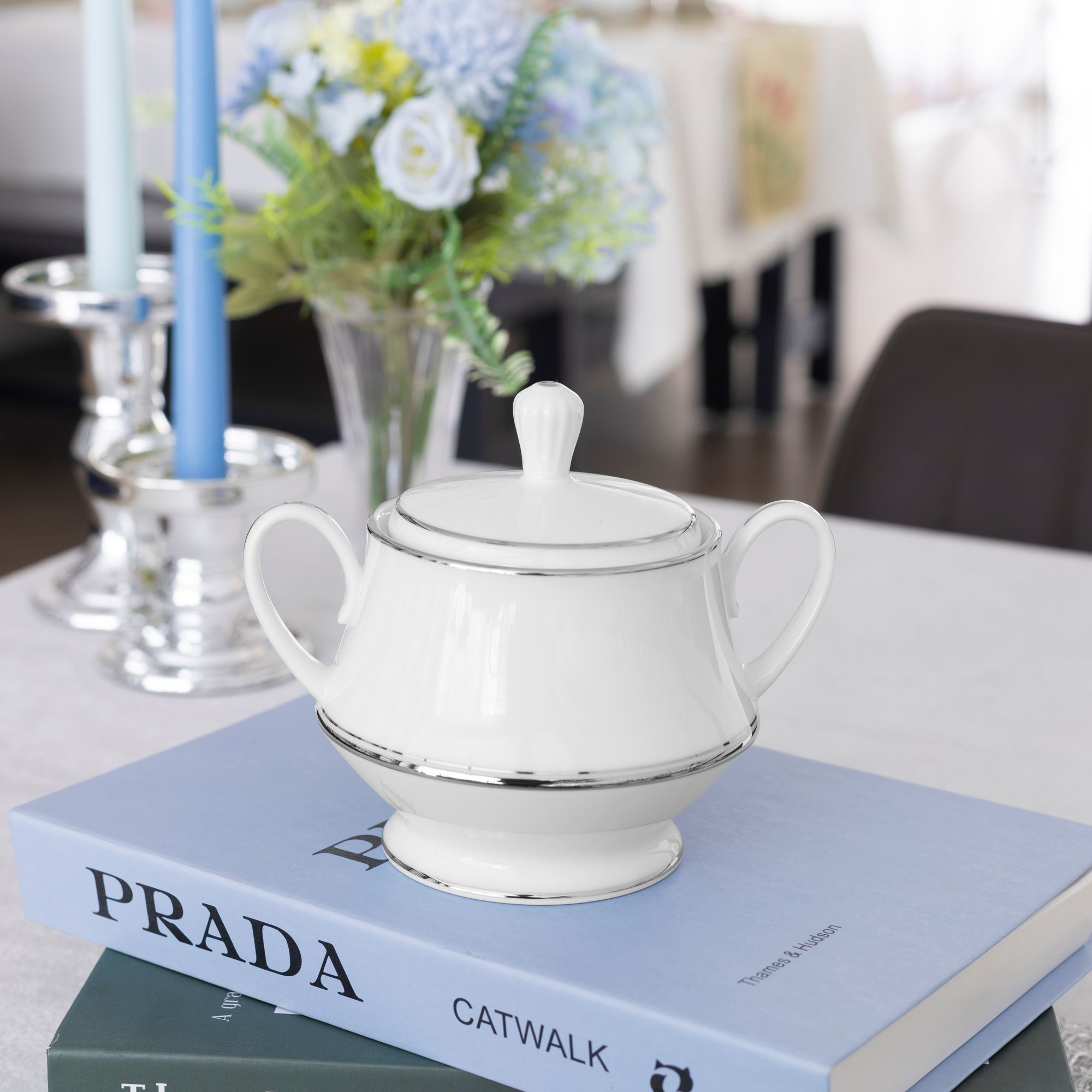 Bộ ấm chén uống trà (ấm 1.200ml, chén 230ml) 15 món sứ trắng | Noritake Galaxy L554L - T017A