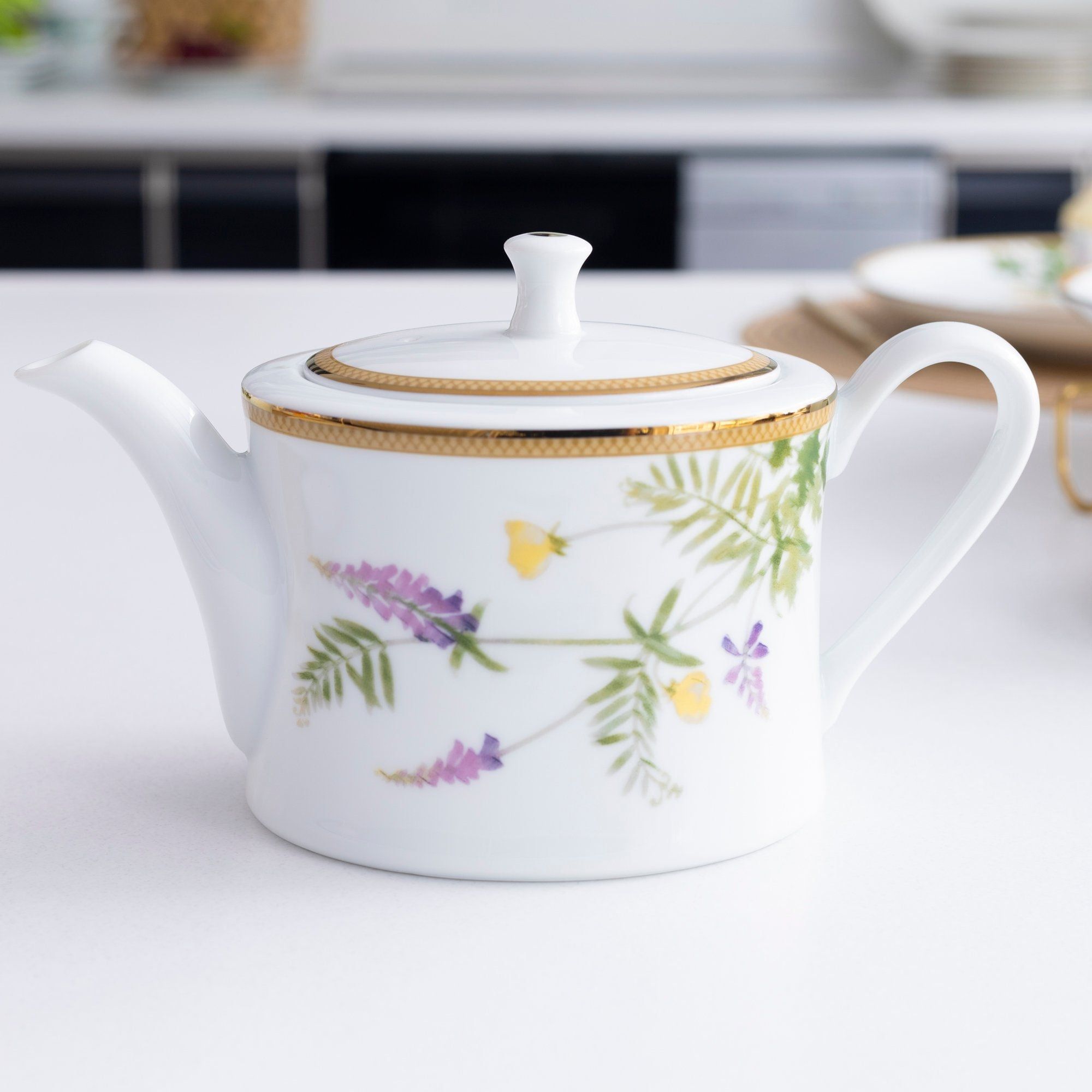Bộ ấm chén uống trà (ấm 1.075ml, chén 250ml) 15 món sứ trắng | Noritake New Morning 1738L - T017C