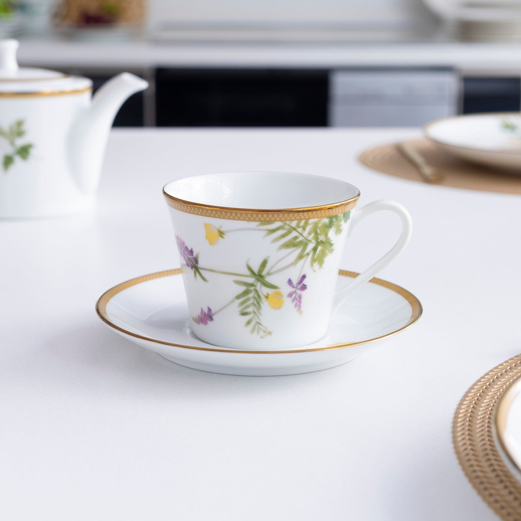 Bộ ấm chén uống trà (ấm 1.075ml, chén 250ml) 15 món sứ trắng | Noritake New Morning 1738L - T017C