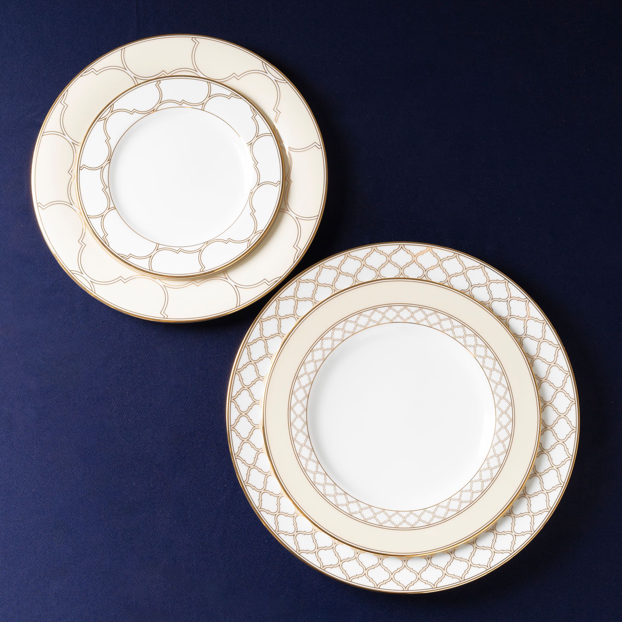 Bộ bát đĩa ăn châu Á cơ bản 22 món (cho 6 người) sứ trắng | Noritake Eternal Palace Gold 1728L - D022AB