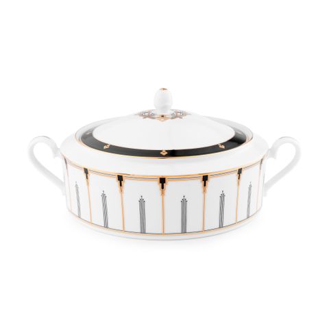  Âu cơm (thố cơm) có nắp dung tích 1.720ml sứ trắng | Noritake Empire Gold 1786L - 91029 
