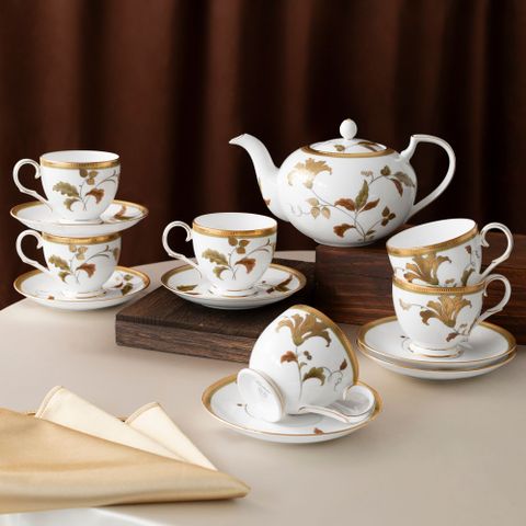  Bộ ấm chén uống trà (ấm 1.150ml, chén 250ml) 13 món sứ xương | Noritake Islay  4885L - T014R 