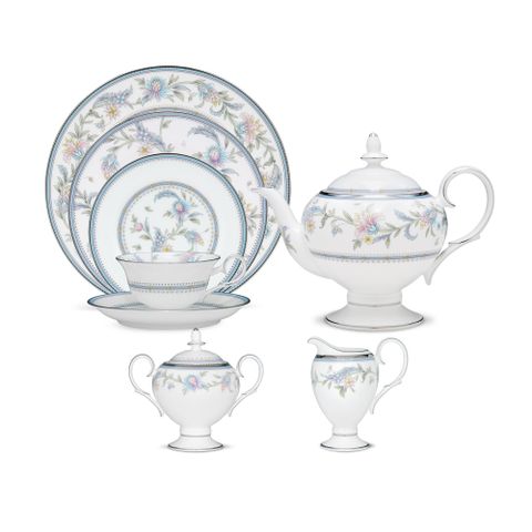  Bộ ấm chén uống trà (ấm 1.050ml, chén 215ml) 18 món sứ xương | Noritake Jardin Fleuri 4910L - T020L 