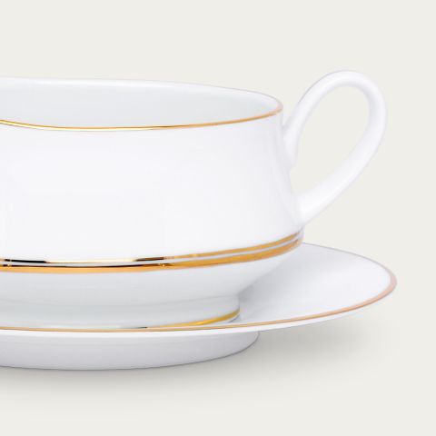  Bình (hũ) đựng nước xốt dung tích 500ml kèm đĩa lót sứ trắng | Noritake Gloria L553L - 91341 