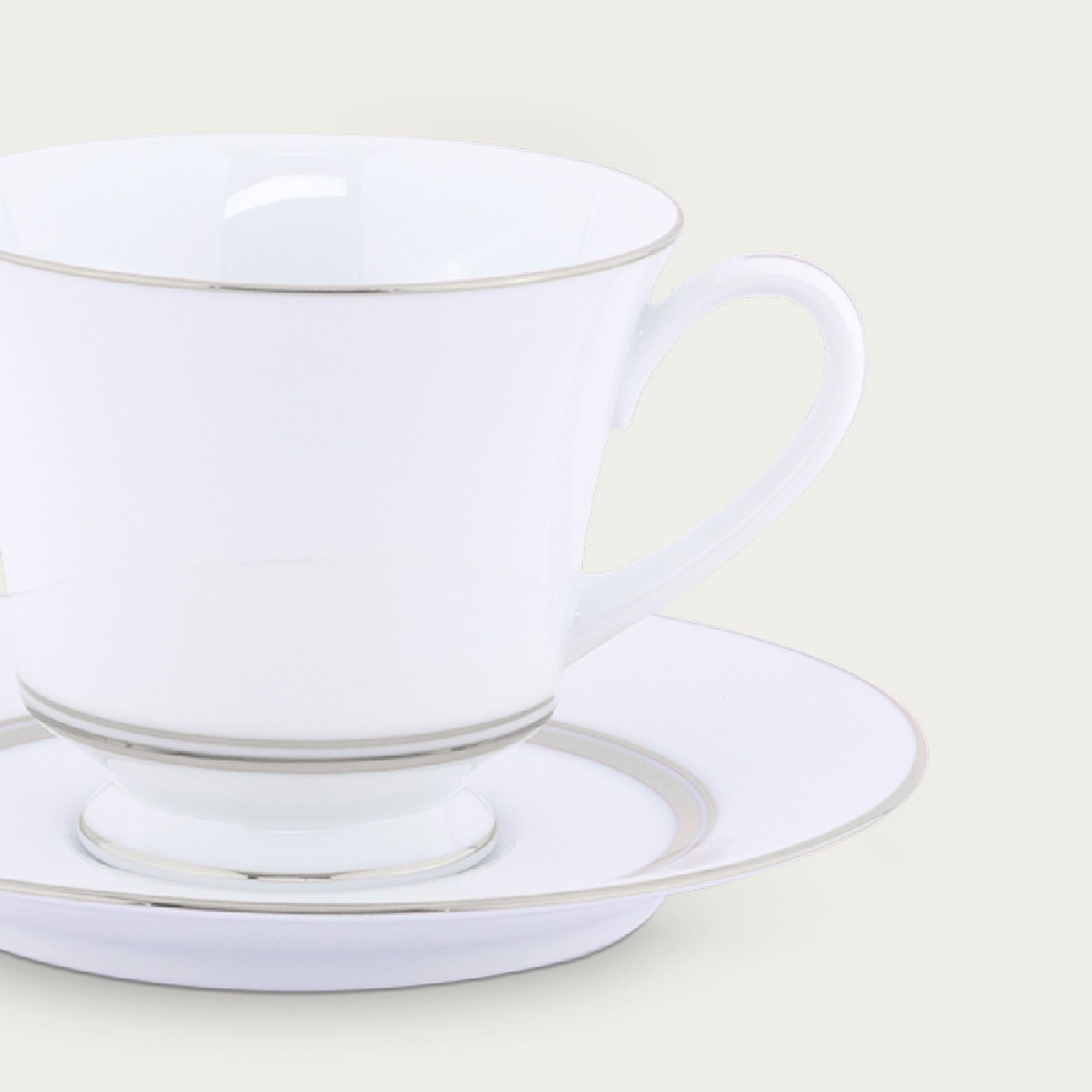 Chén trà (tách trà) dung tích 230ml kèm đĩa lót sứ trắng | Noritake Galaxy L554L - T91189