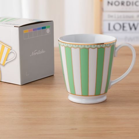  Cốc (ly) uống nước, cà phê 370ml (xanh lá pastel) sứ trắng | Noritake CRNIVL Apple Green M-252L - Q001A 