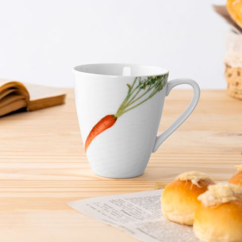 Cốc (ly) uống nước, cà phê 295ml (họa tiết cà rốt) sứ trắng | Noritake Kyoka Shunsai 1620-3L - 94555C 