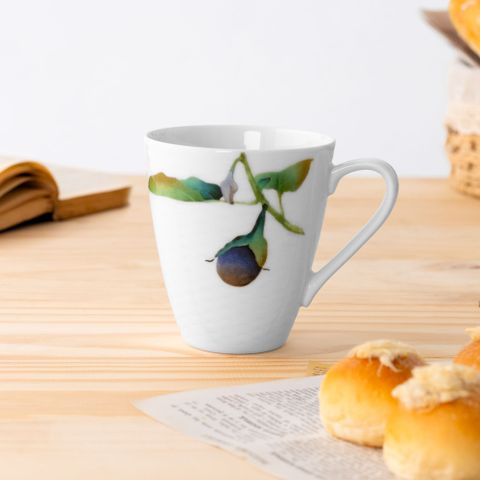  Cốc (ly) uống nước, cà phê 295ml (họa tiết cà tím) sứ trắng | Noritake Kyoka Shunsai 1620-5L - 94555C 