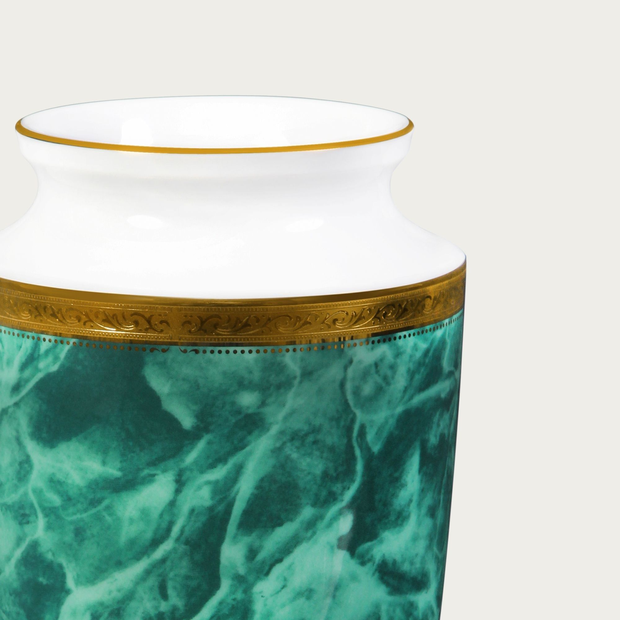 Bình hoa (lọ hoa) trang trí thân bầu cao 23cm (màu xanh - jade) sứ trắng | Noritake Majestic Green M-164L - T91875K