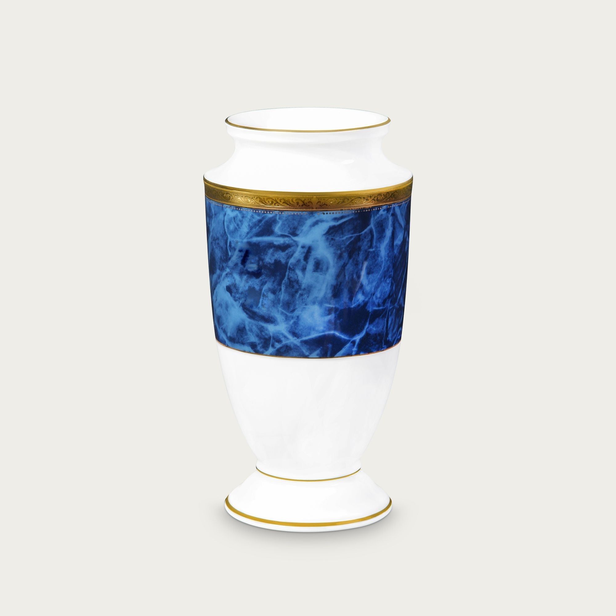 Bình hoa (lọ hoa) trang trí thân bầu cao 23cm (màu lam - sapphire) sứ trắng | Noritake Majestic Blue M-165L - T91875K