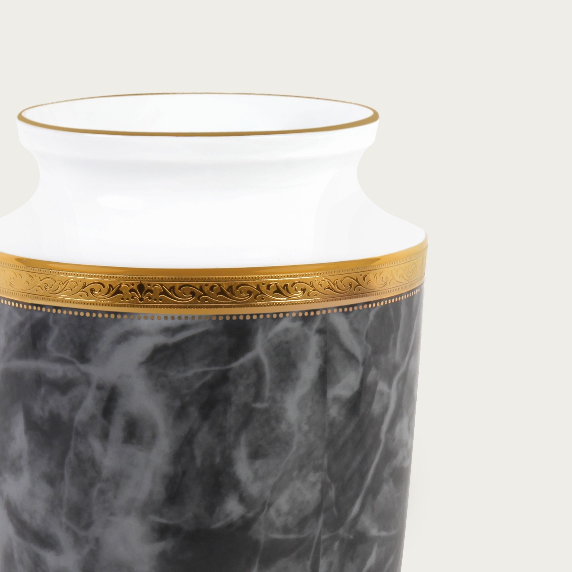 Bình hoa (lọ hoa) trang trí thân bầu cao 23cm (màu đen - granite black) sứ trắng | Noritake Majestic Black M-167L - T91875K