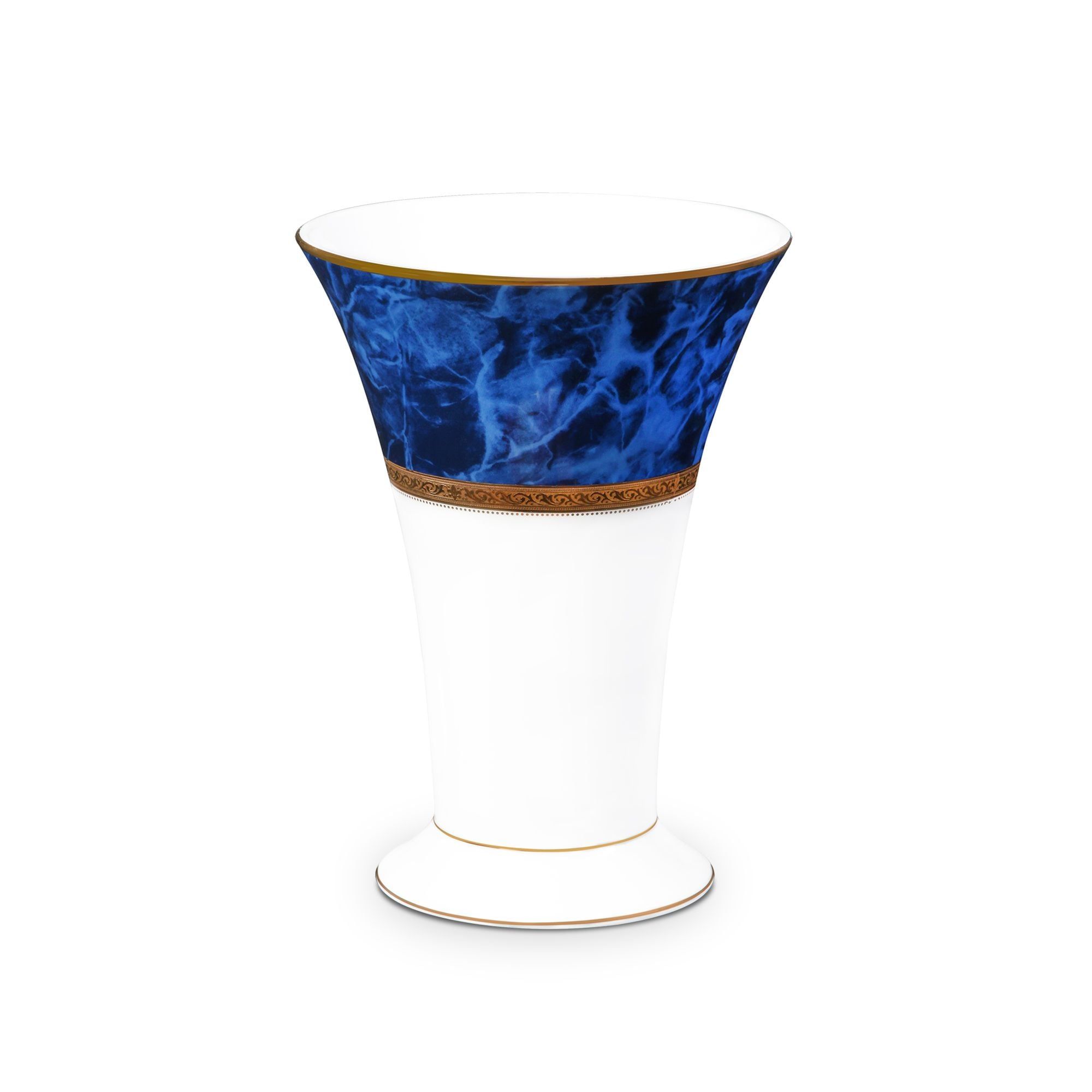 Bình hoa (lọ hoa) trang trí cổ loe cao 23,3cm (xanh lam - Sapphire) sứ trắng | Noritake Majestic Blue M-165L - T91825K