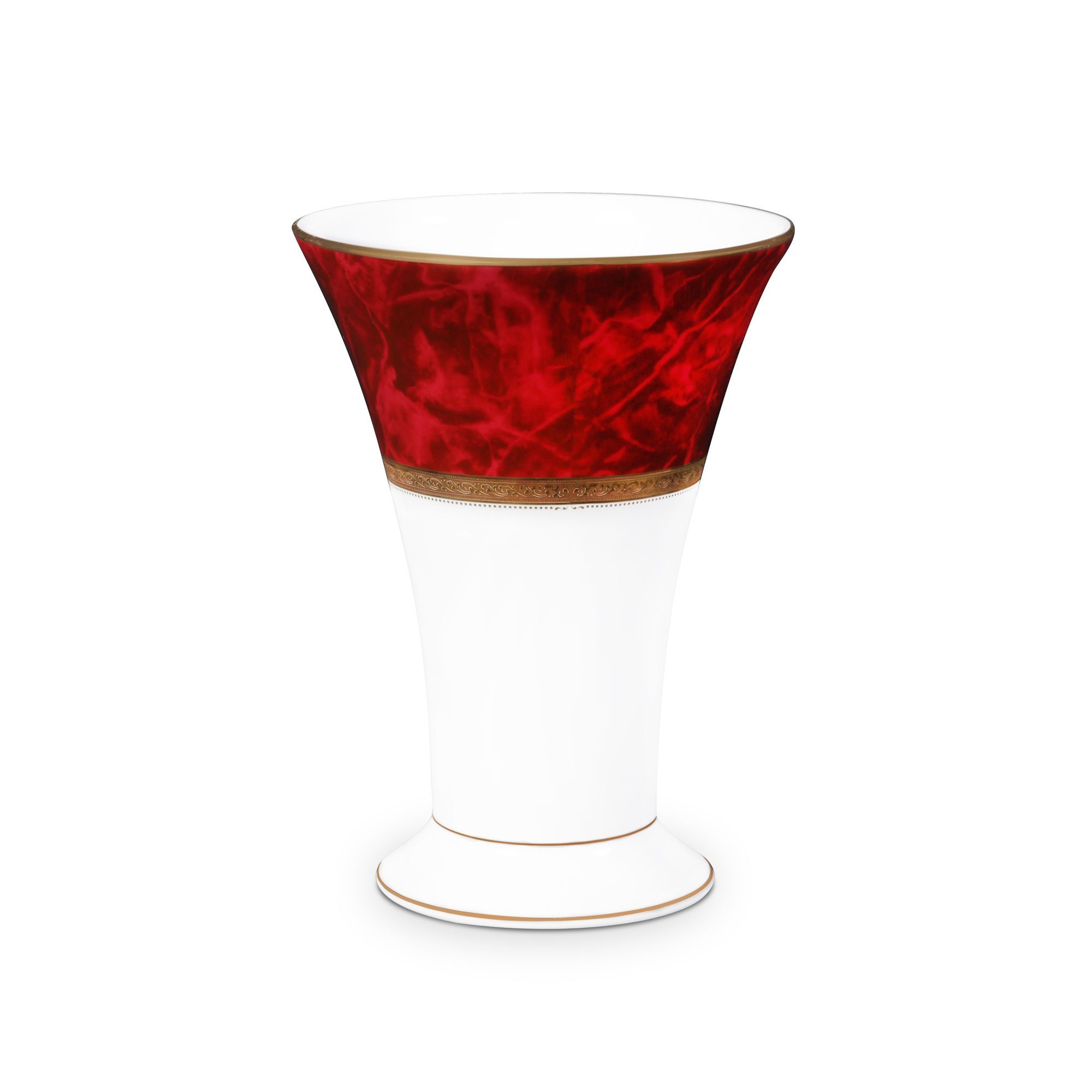 Bình hoa (lọ hoa) trang trí cổ loe cao 23,3cm (màu đỏ - ruby) sứ trắng | Noritake Majestic Burgun M-166L - T91825K