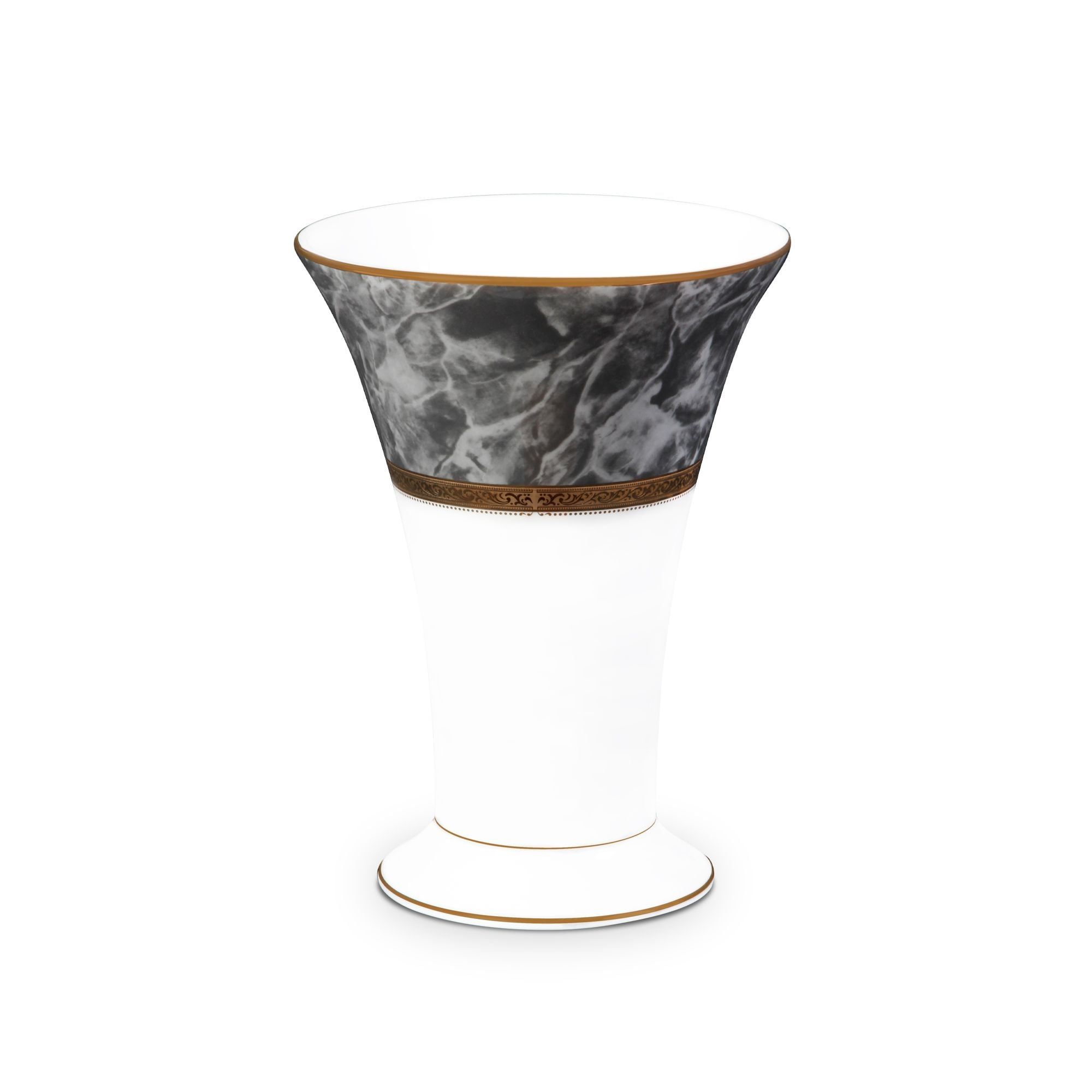 Bình hoa (lọ hoa) trang trí cổ loe cao 23,3cm (màu đen - granite black) sứ trắng | Noritake Majestic Black M-167L - T91825K