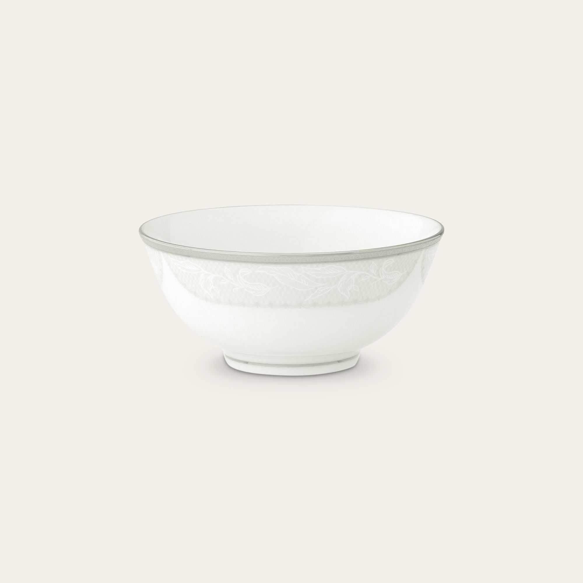 Bát cơm (chén cơm) 12,2cm dung tích 320ml sứ trắng | Noritake Flanders Platinum 1715L - 91481