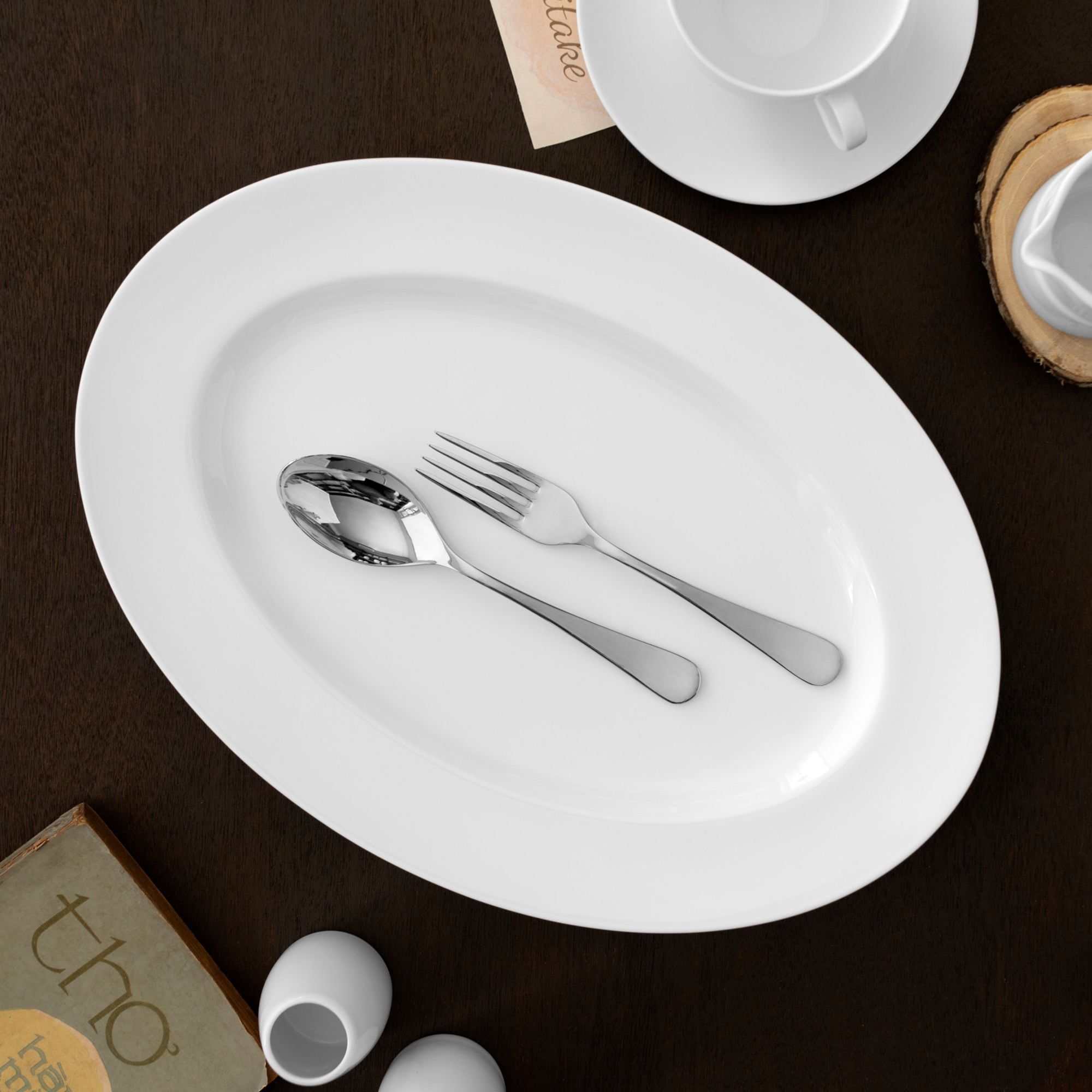 Đĩa Oval cỡ vừa (MD) dài 36,8cm sứ xương | Noritake Plain White 4833L - 97244