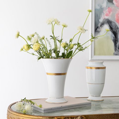  Bình hoa (lọ hoa) trang trí thân bầu cao 23cm (màu trắng) sứ trắng | Noritake Majestic White M-163L - T91875K 