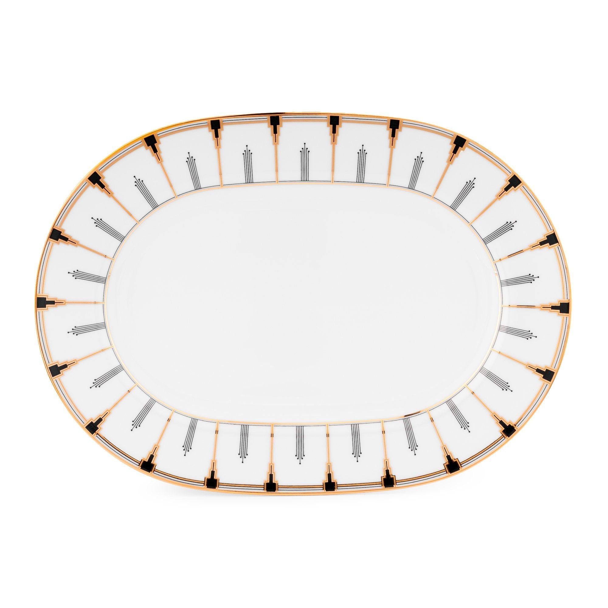 Đĩa Oval cỡ nhỏ (SM) dài 30,4cm sứ trắng | Noritake Empire Gold 1786L - 91045