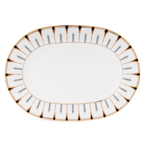  Đĩa Oval cỡ vừa (MD) dài 35,3cm sứ trắng | Noritake Empire Gold 1786L - 91044 
