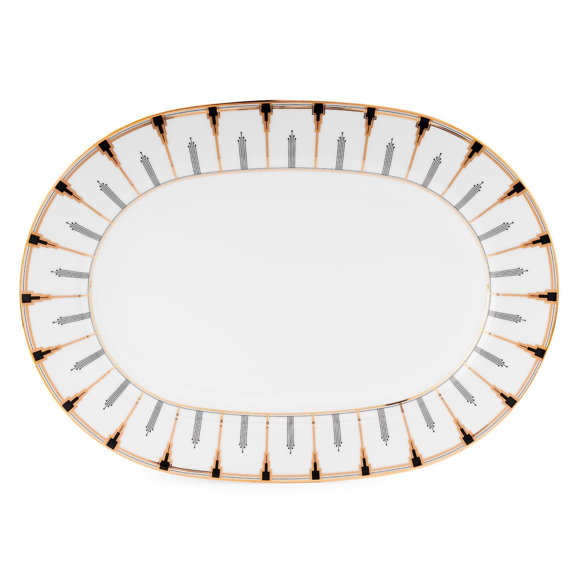 Đĩa Oval cỡ vừa (MD) dài 35,3cm sứ trắng | Noritake Empire Gold 1786L - 91044