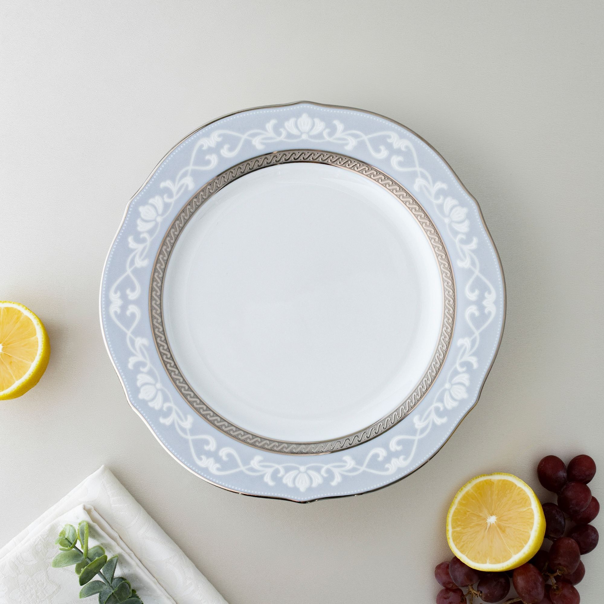 Đĩa tròn cỡ vừa (loại đặc biệt) đường kính 23cm sứ trắng | Noritake Hampshire Platinum 4336-1L - 91310