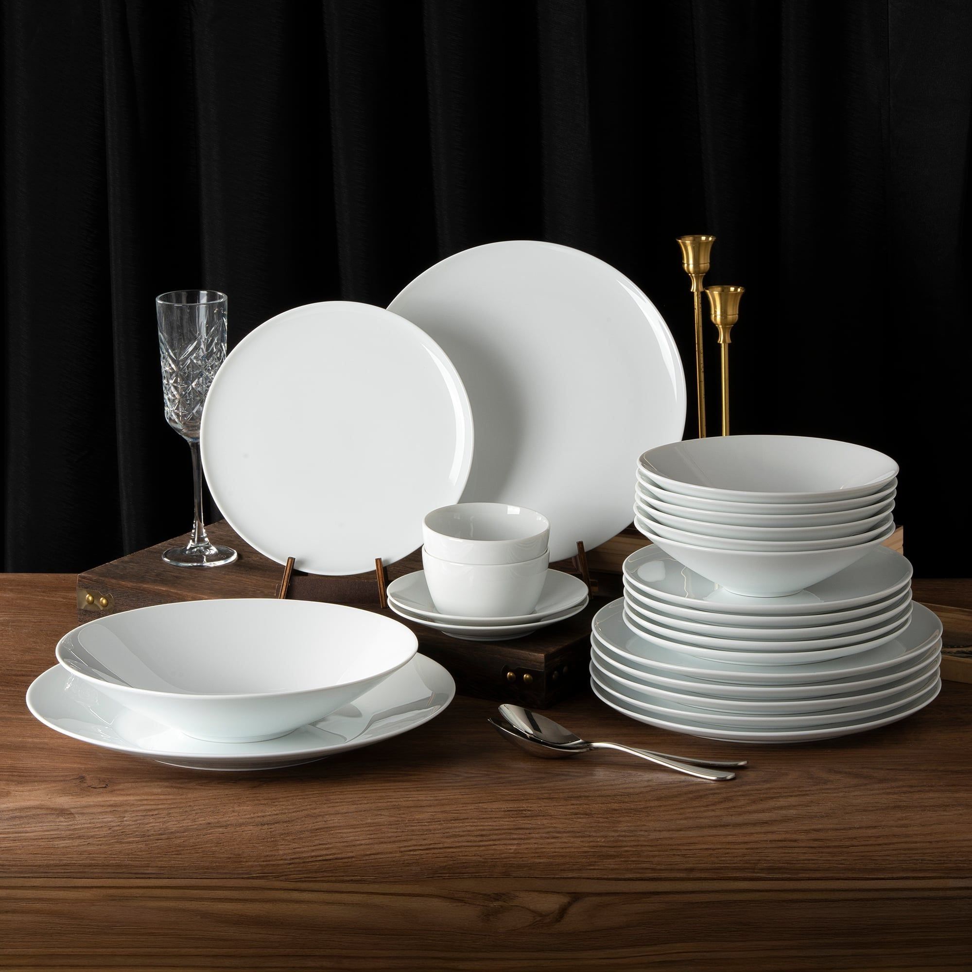 Bộ đĩa ăn kiểu Âu 24 món (cho 6 người) sứ trắng | Noritake N4 1628L - D024AS