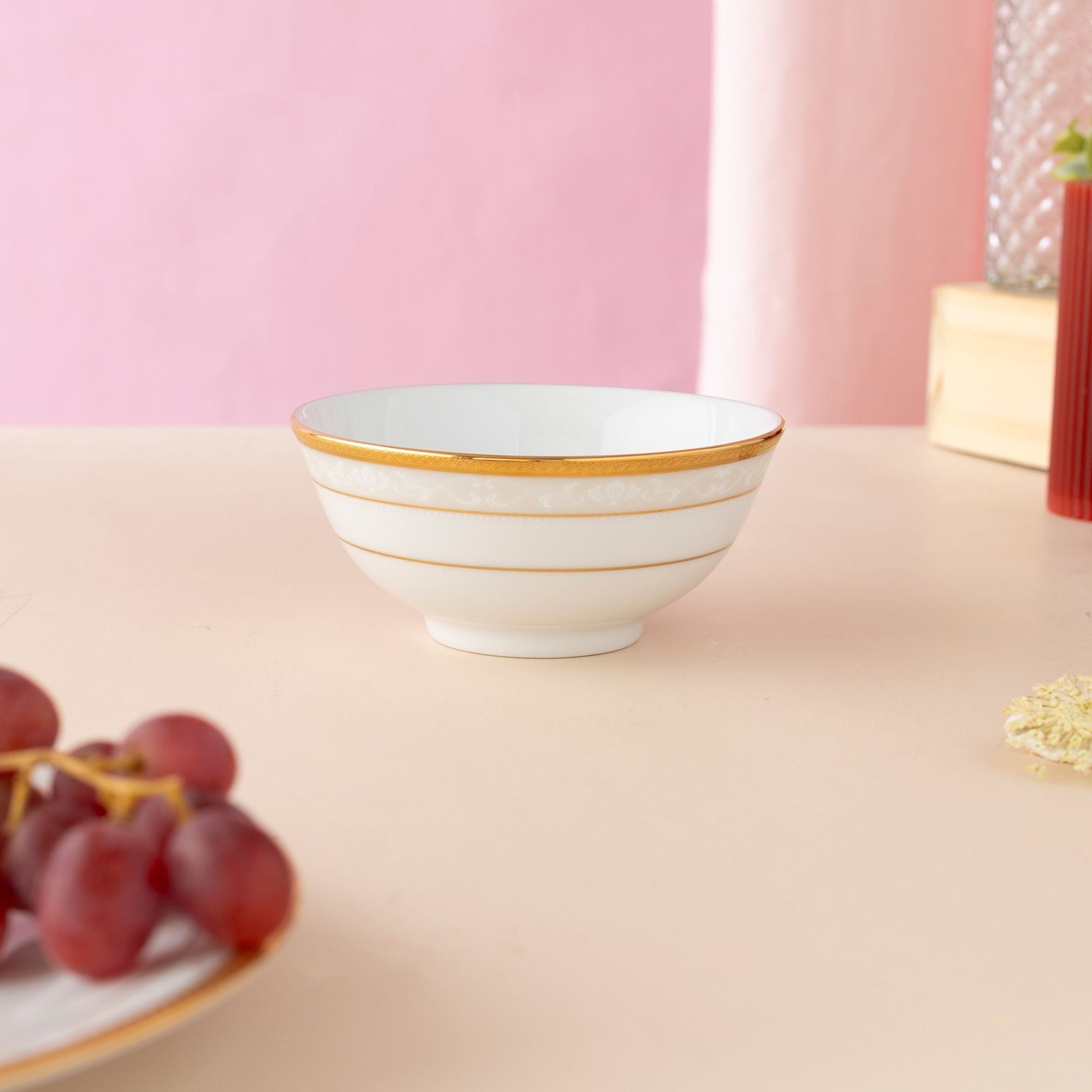 Bát cơm (chén cơm) 12,2cm dung tích 320ml sứ trắng | Noritake Hampshire Gold 4335L - 91481