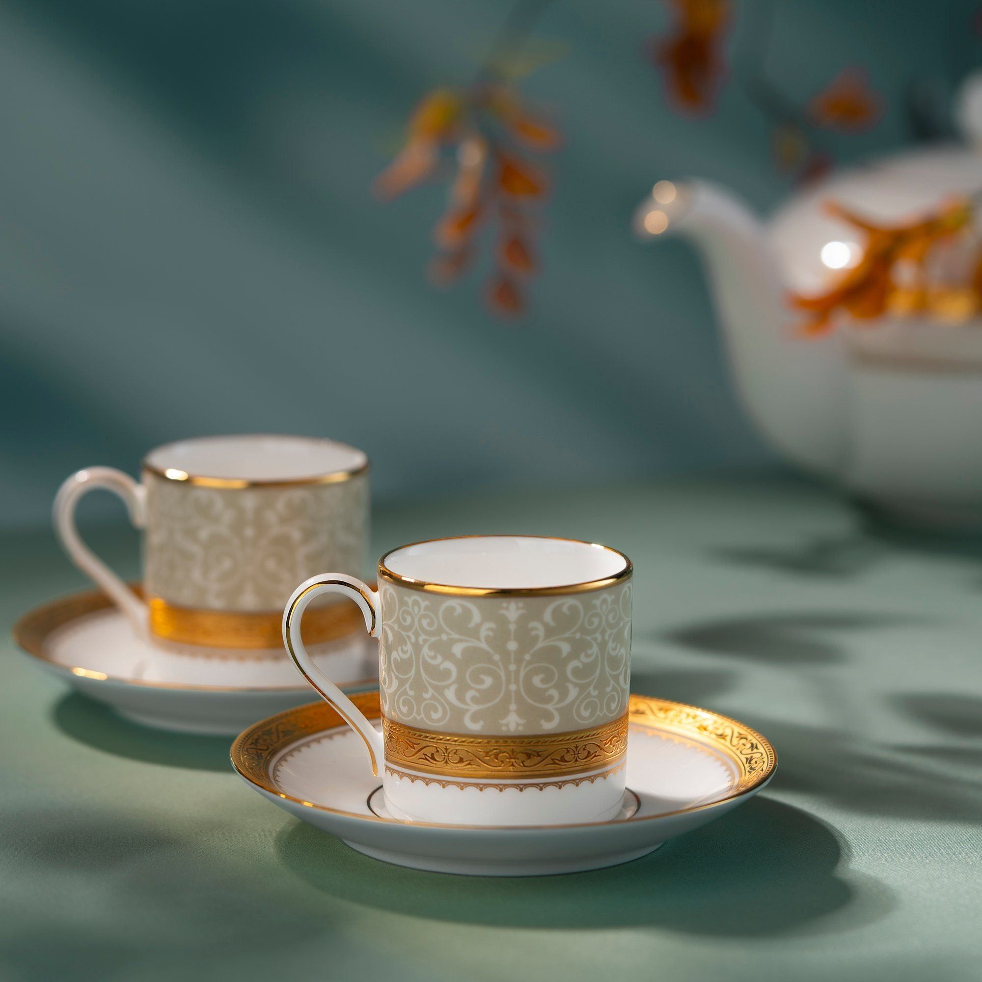 Bộ ấm chén uống trà nhỏ (ấm 650ml, chén 90ml) 13 món sứ xương | Noritake Odessa Gold 4874L - T014S