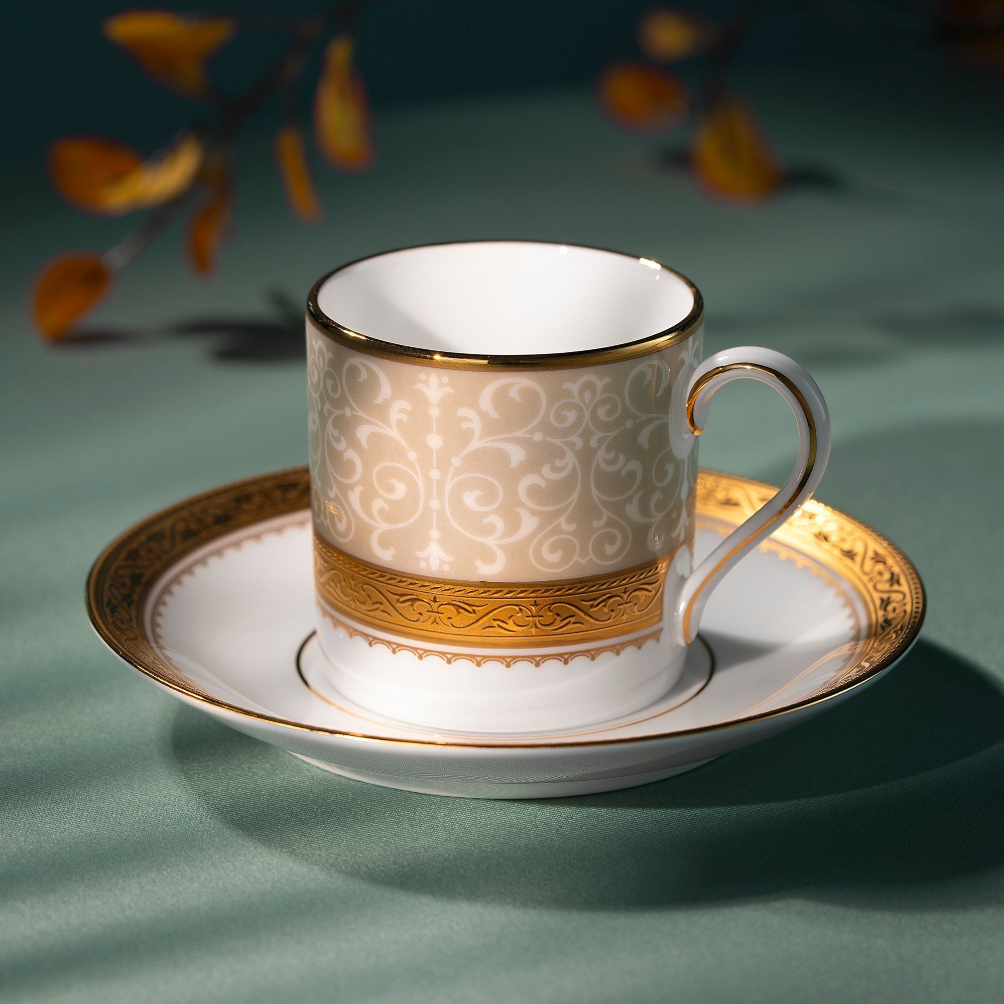 Bộ ấm chén uống trà (ấm 1.150ml, chén 90ml) 13 món sứ xương | Noritake Odessa Gold 4874L - T014XR