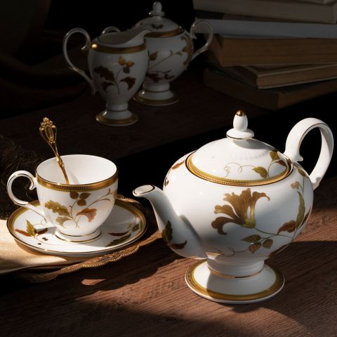  Bộ ấm chén uống trà (ấm 1.050ml, chén 250ml) 15 món sứ xương | Noritake Islay 4885L - T017A 