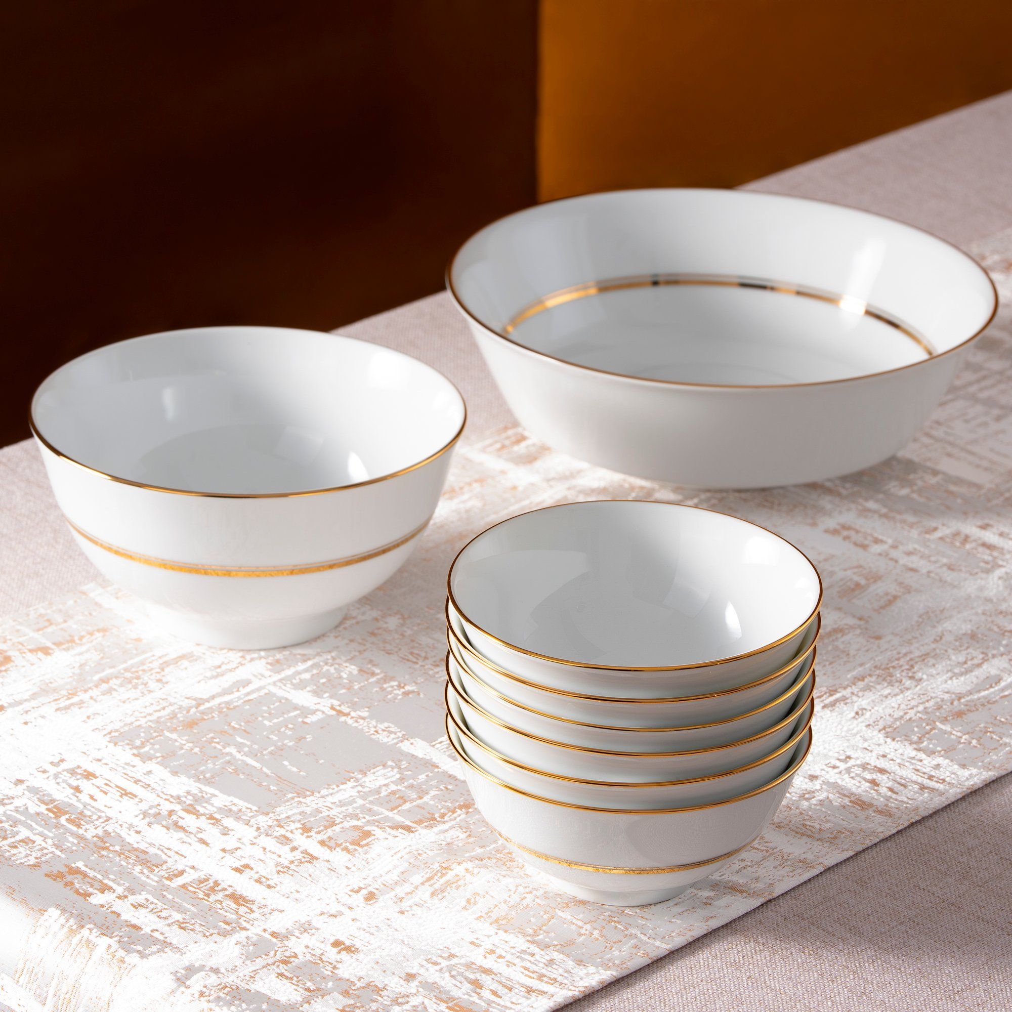 Bộ bát đĩa ăn châu Á đầy đủ 38 món (cho 6 người) sứ trắng | Noritake Gloria L553L - D038AB