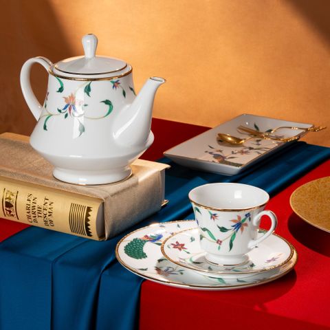  Chén trà (tách trà) dung tích 230ml kèm đĩa lót sứ trắng | Noritake Bountiful Garden M-667L - T91189 