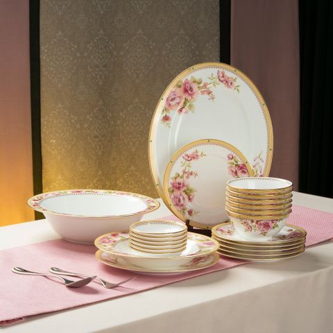  Bộ bát đĩa ăn châu Á cơ bản 22 món (cho 6 người) sứ xương | Noritake Hertford 4861L - D022AB 