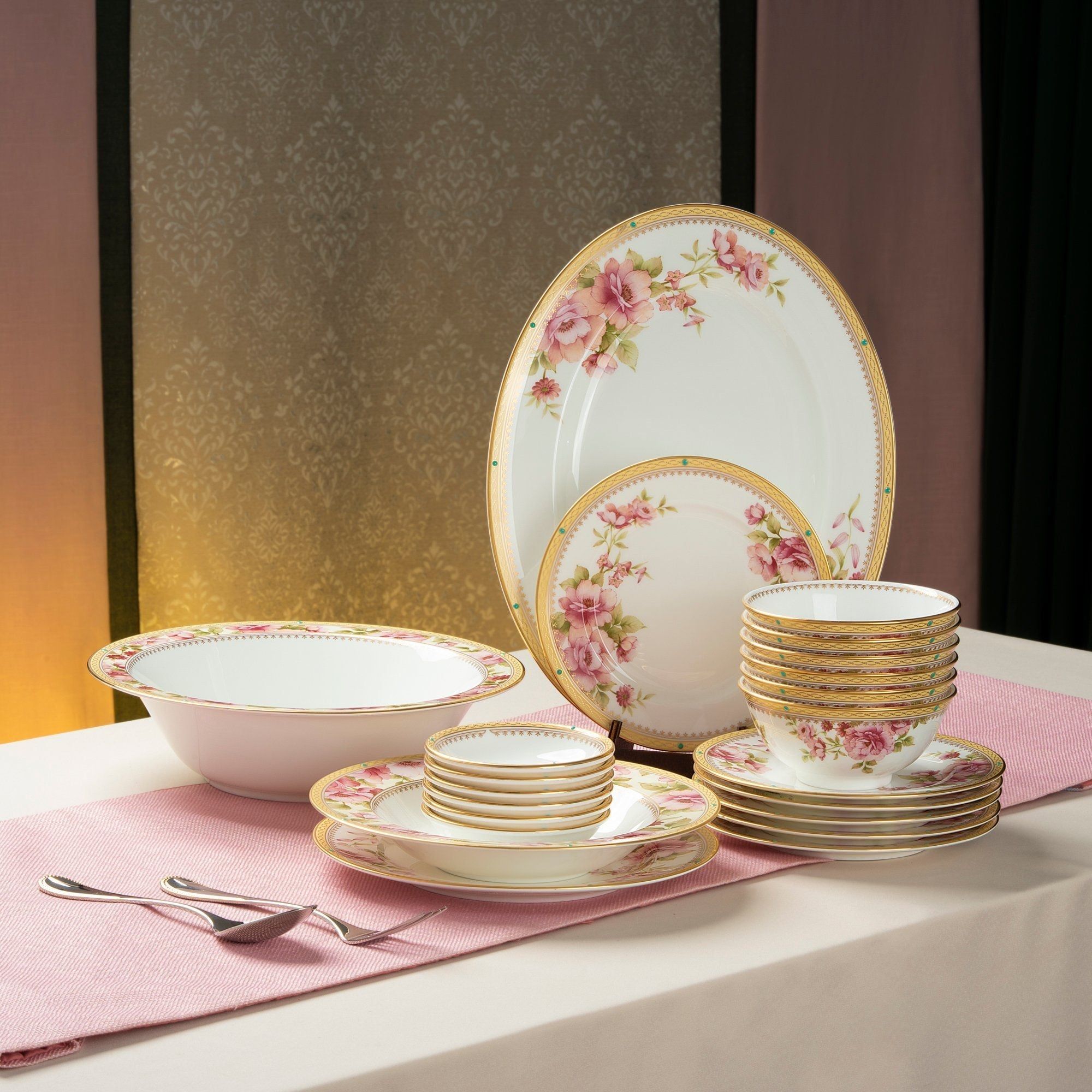 Bộ bát đĩa ăn châu Á cơ bản 22 món (cho 6 người) sứ xương | Noritake Hertford 4861L - D022AB