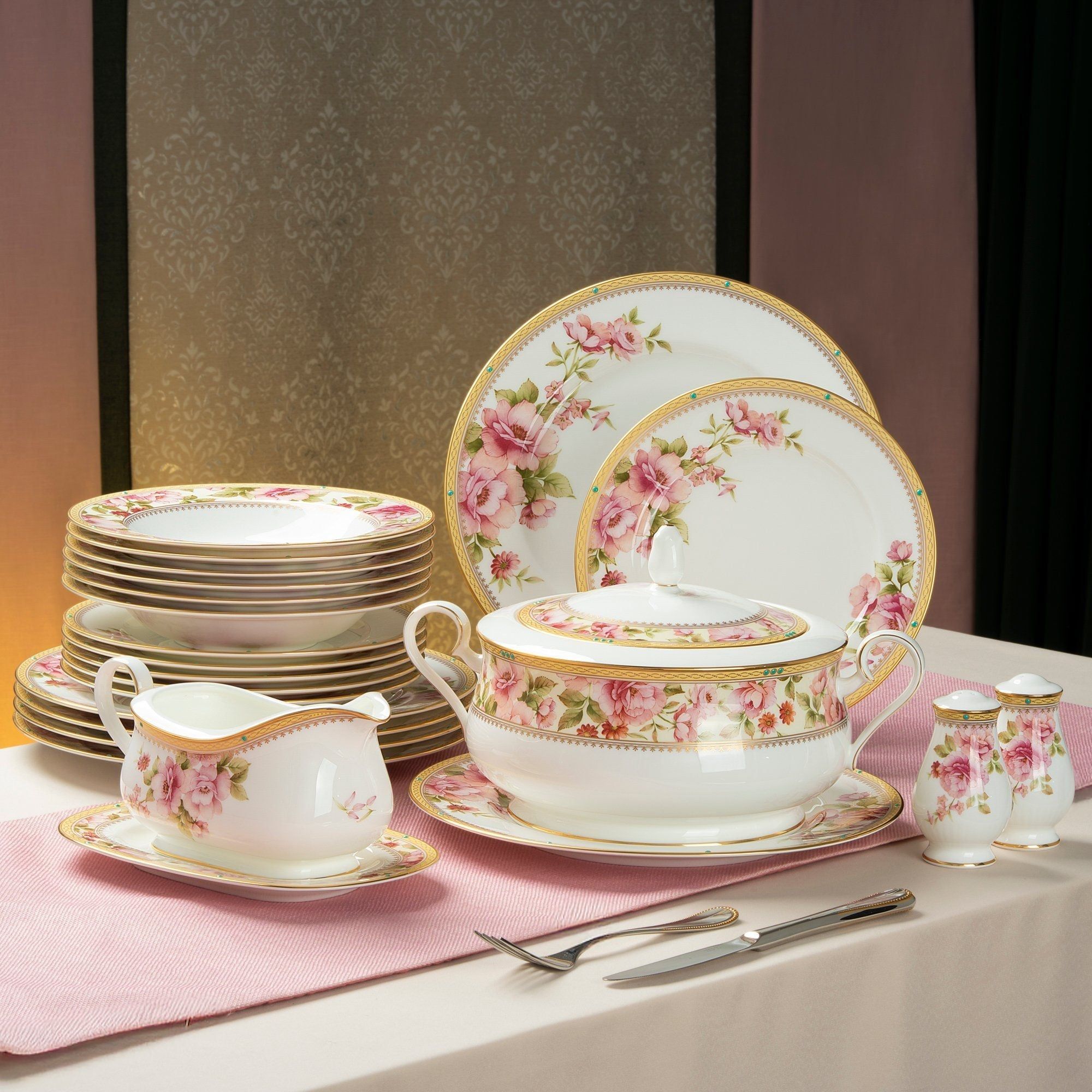 Bộ đĩa ăn kiểu Âu 22 món (cho 6 người) sứ xương | Noritake Hertford 4861L - D024AN