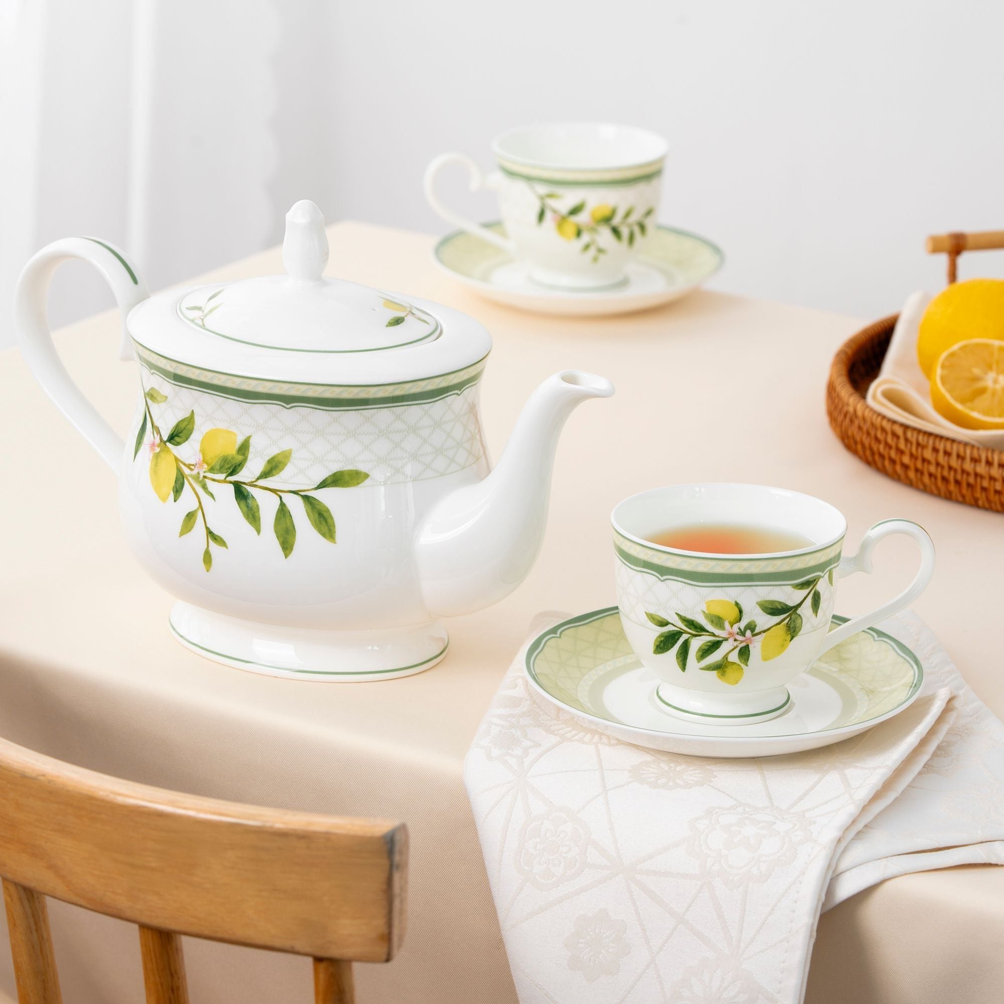 Chén trà (tách trà) dung tích 230ml kèm đĩa lót sứ xương | Noritake Sorrento Breeze 4990L - T97217