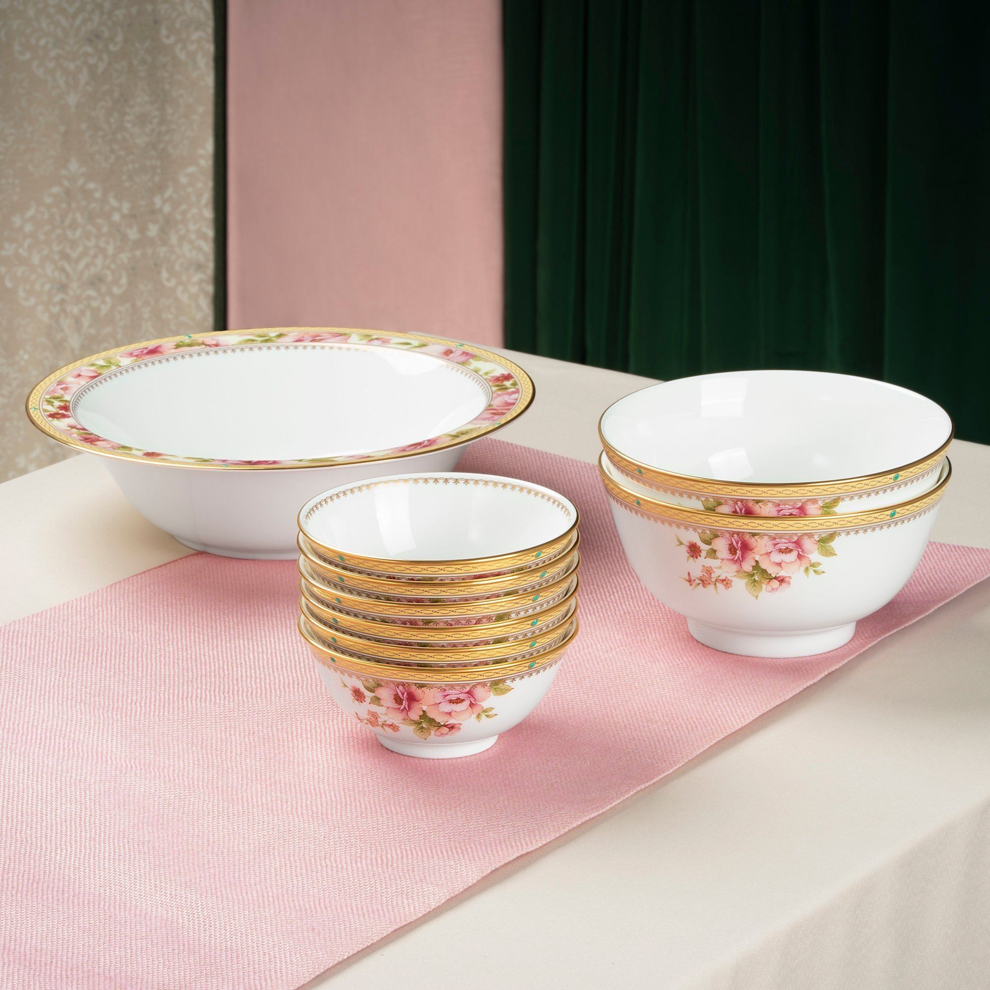 Bộ bát đĩa ăn châu Á đầy đủ 38 món (cho 6 người) sứ xương | Noritake Hertford 4861L - D038AC