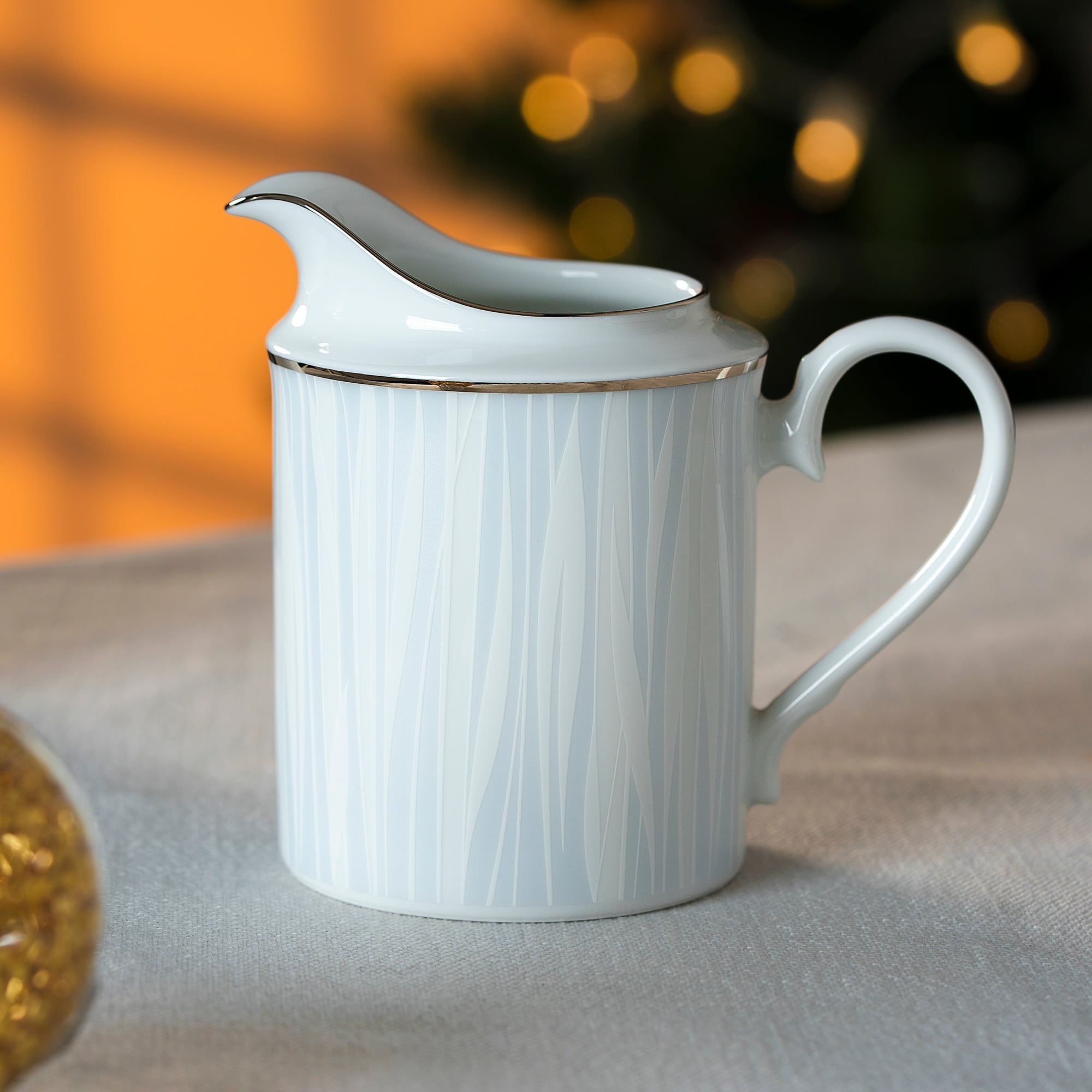 Bộ ấm chén uống trà (ấm 1.500ml, chén 240ml) 15 món sứ trắng | Noritake Glacier Platinum 1702L - T017A