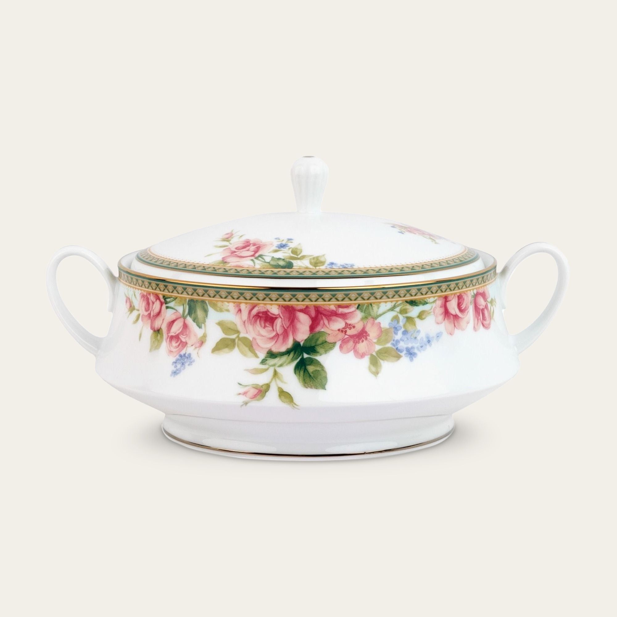 Âu cơm (thố cơm) có nắp dung tích 1.800ml sứ trắng | Noritake Rosa Basket 1736L - 91129