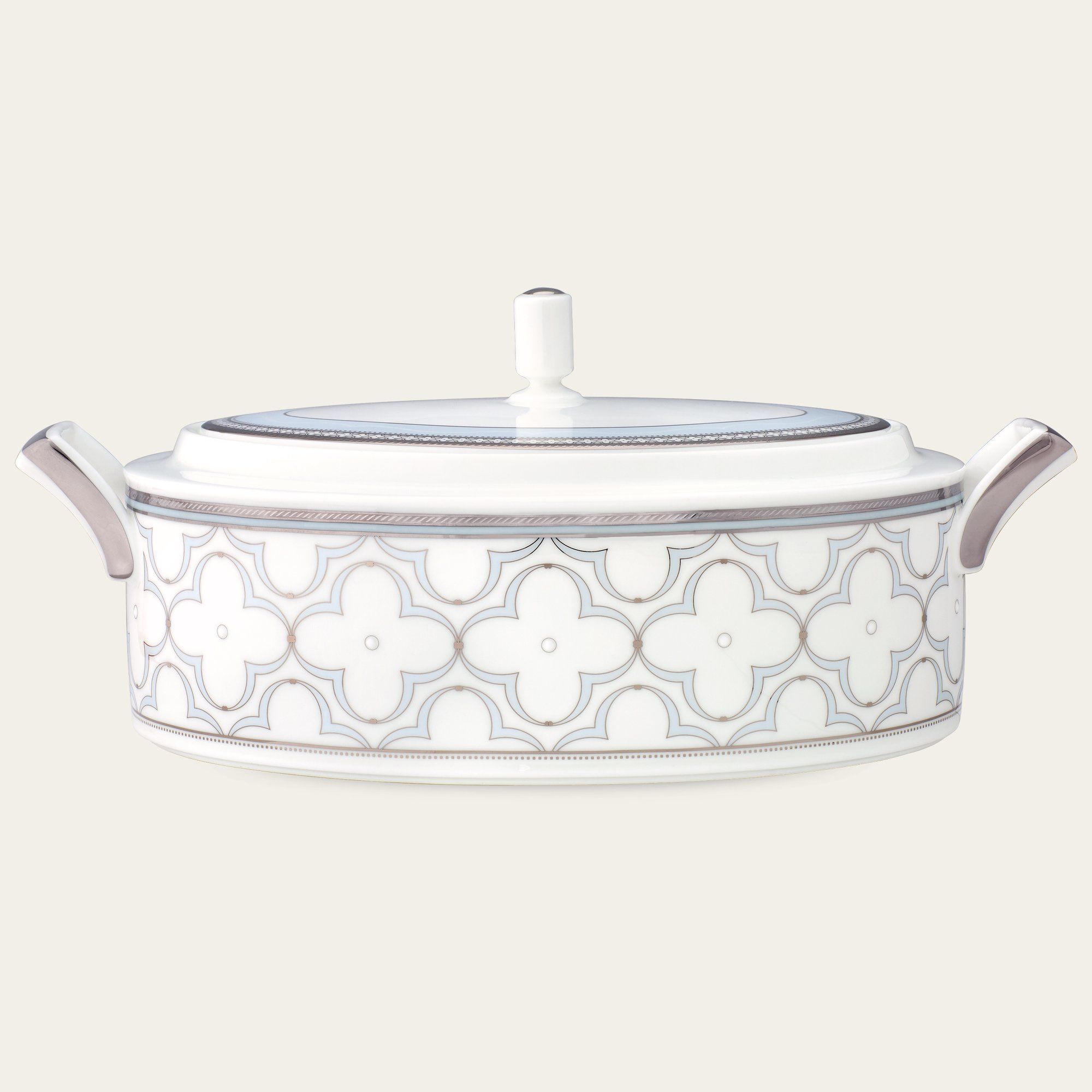 Âu cơm (thố cơm) có nắp dung tích 3.500ml sứ xương | Noritake Trefolio Platinum 4957L - 93629