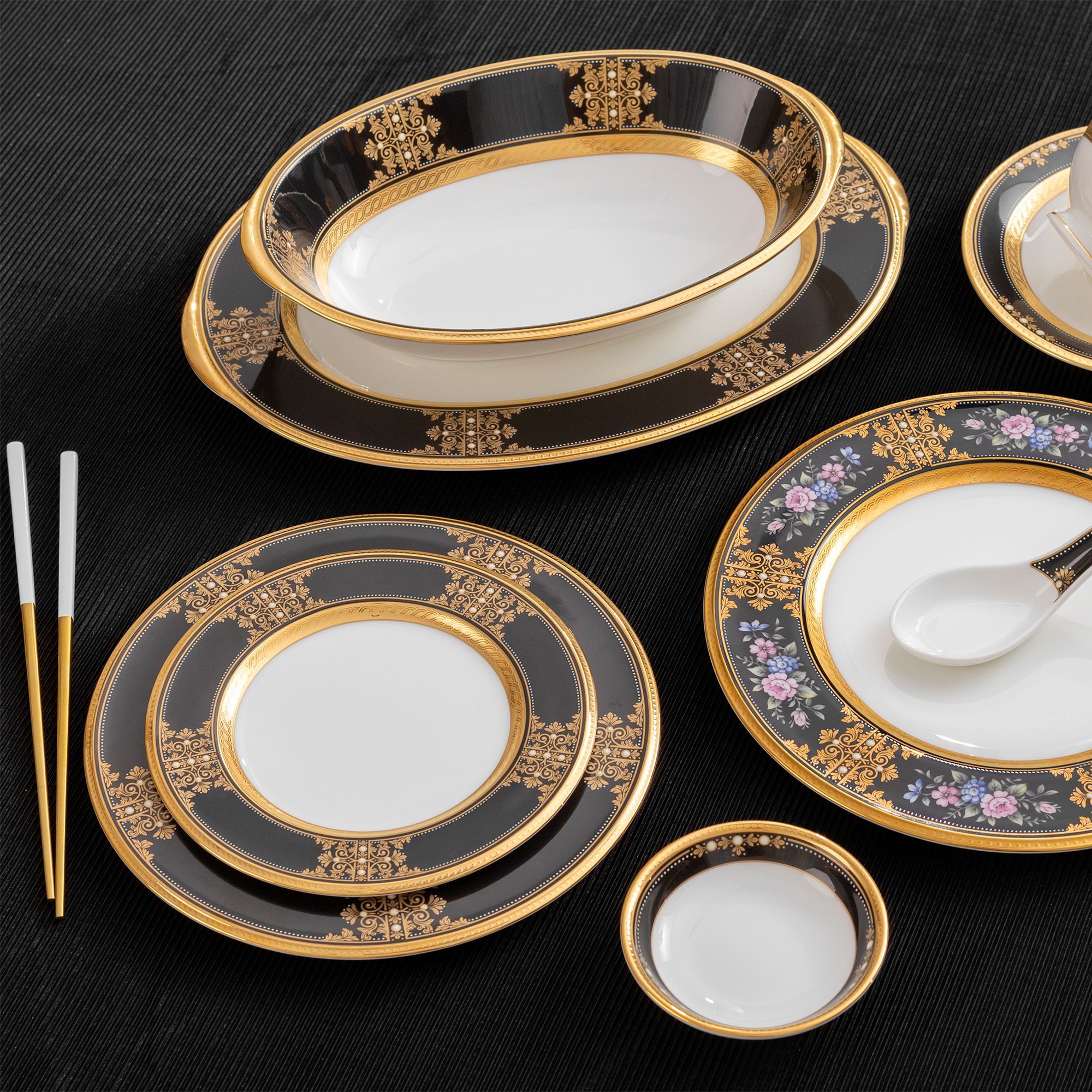 Đĩa tròn cỡ vừa đường kính 21,8cm sứ xương Nhật Bản | Noritake Evening Majesty 4818J - 59511