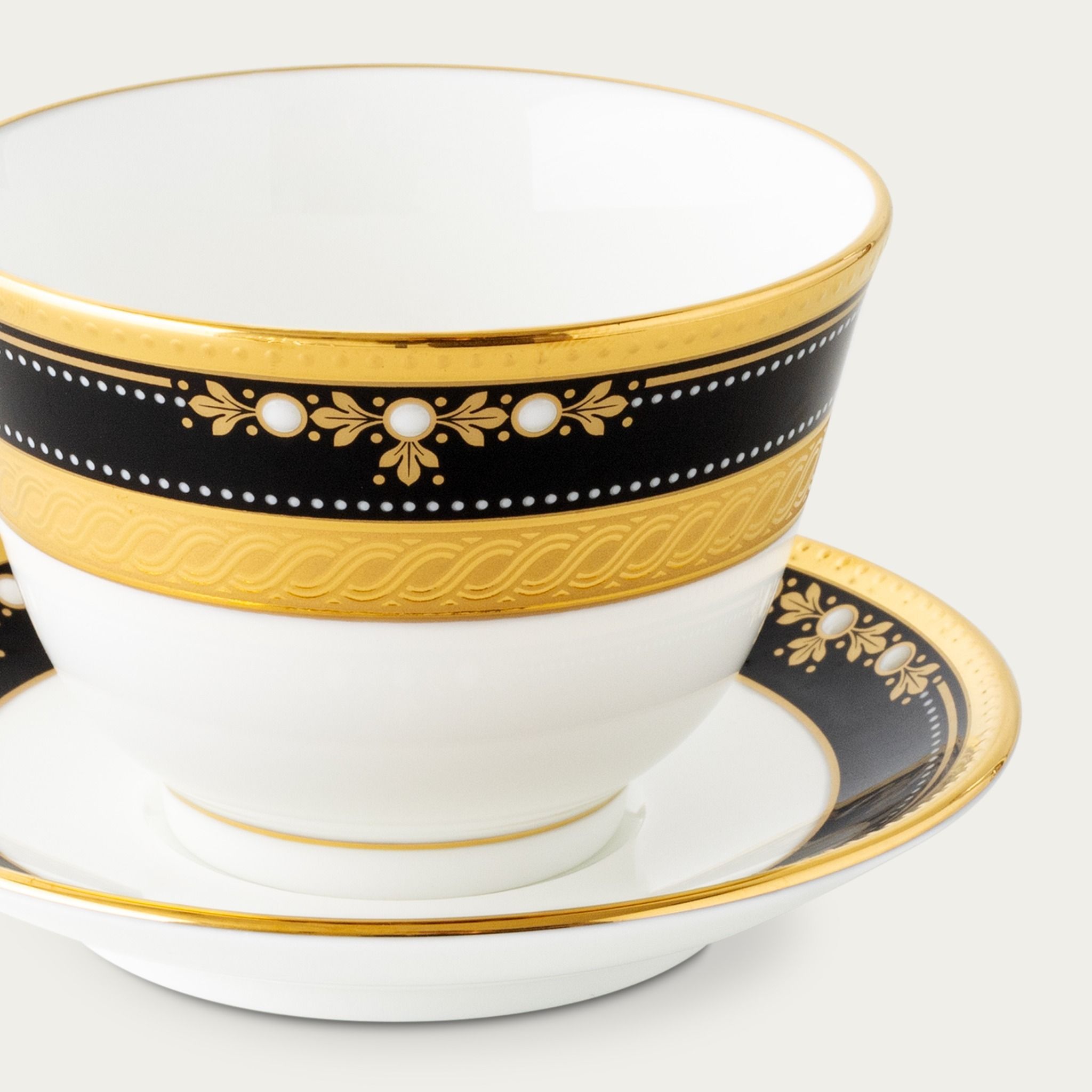 Chén trà (tách trà) châu Á (không quai cầm) 140ml kèm đĩa lót sứ xương Nhật Bản | Noritake Evening Majesty 4818J - T50154