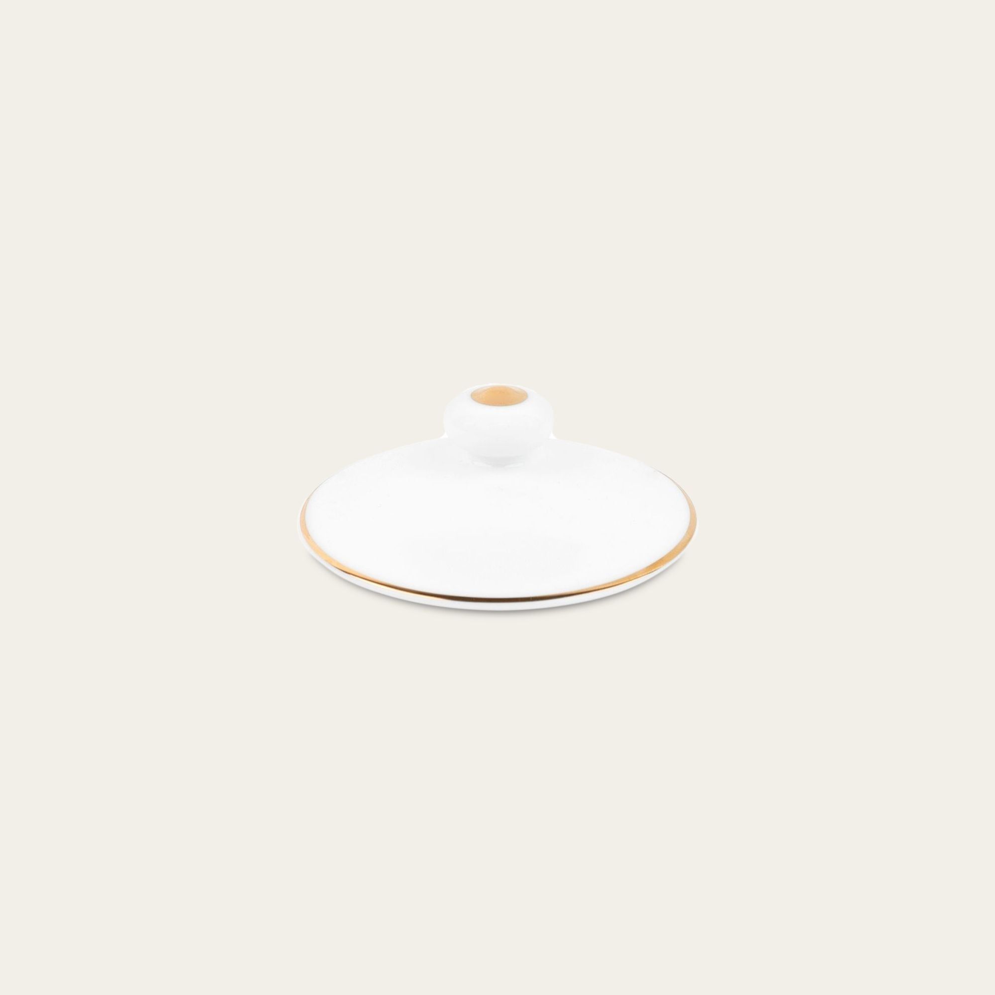 Nắp cốc (ly) uống nước, cà phê sứ trắng viền vàng | Noritake Heritage 2982L - 91374