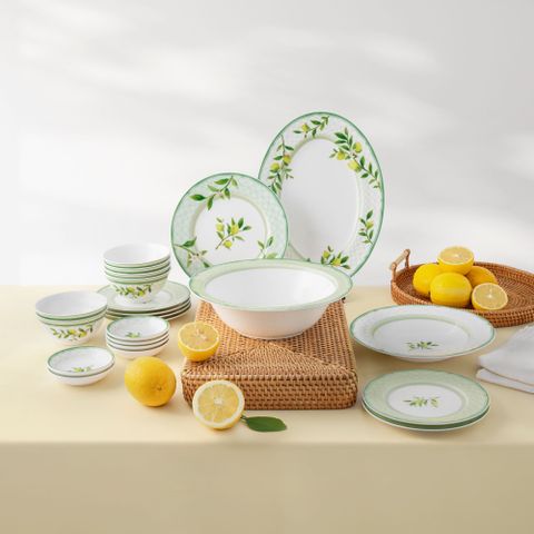  Bộ bát đĩa ăn châu Á cơ bản 22 món (cho 6 người) sứ xương | Noritake Sorrento Breeze 4990L - D022AB 
